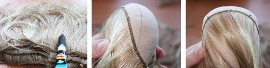 шовкові нитки, мохер або пасмо штучного волосся;   клей «Момент»;   нитки, клей;   в'язальний гачок (найменший)
